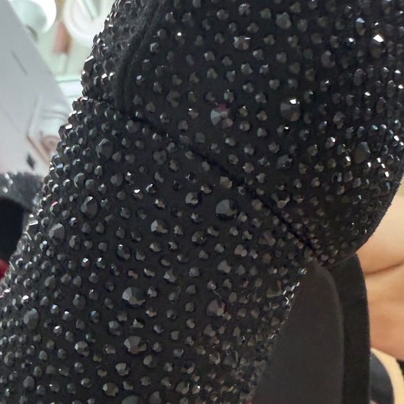 Kelly & Katie Black Wide Foot Friendly Heels with Sparkle - Picture 6 of 6